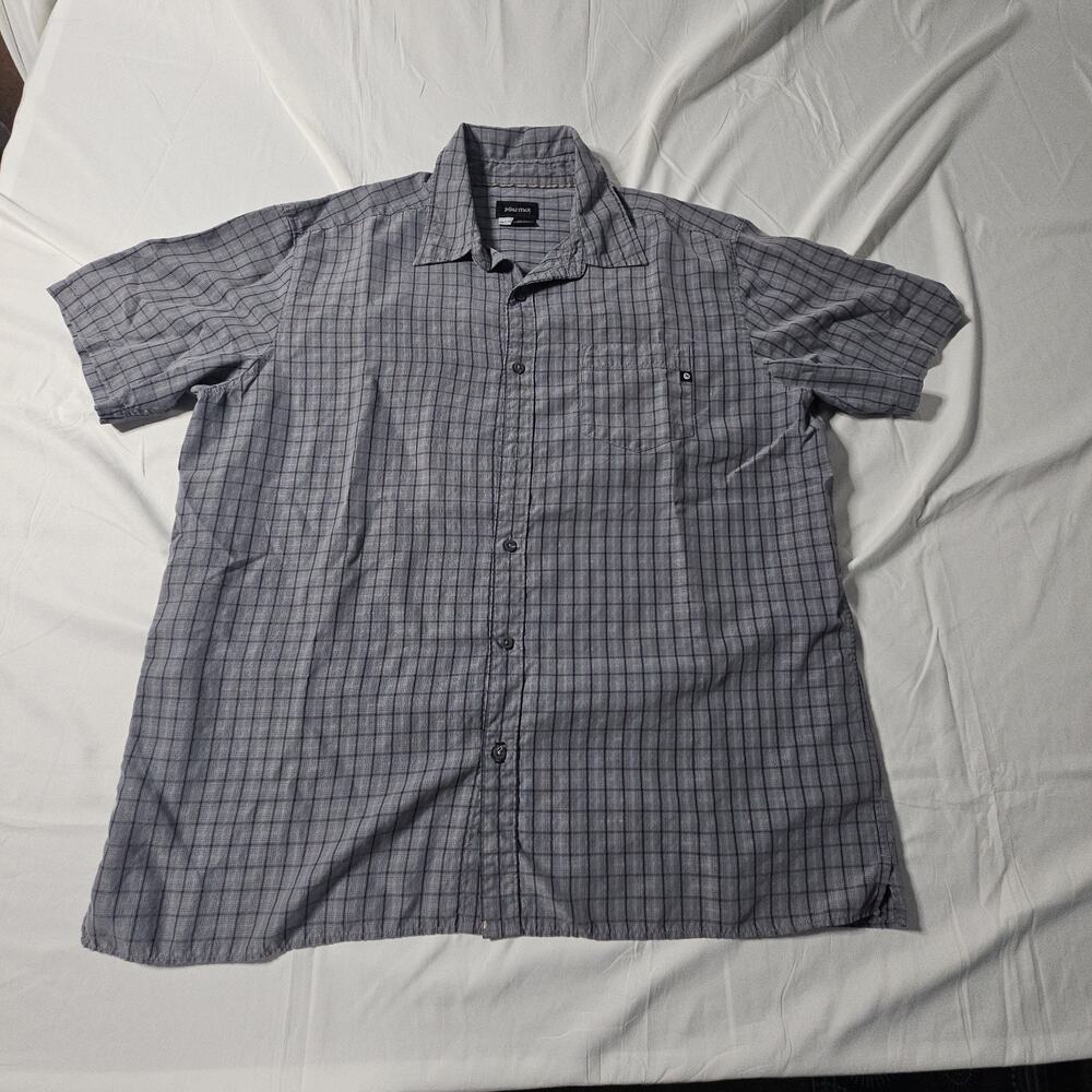 Marmot For Life Plaid Short Sleeve Button Down Shirt Men's XXL - MISSING BUTTON
